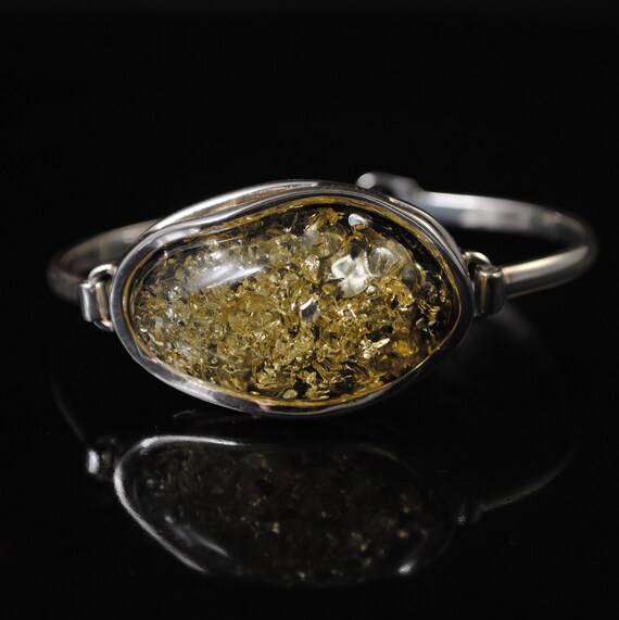 Sterling Silver Green Amber Bracelet #11921