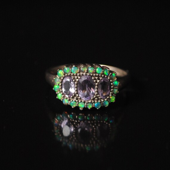 Sterling Silver Amethyst Opal Edwardian Ring Sz 8 #12403