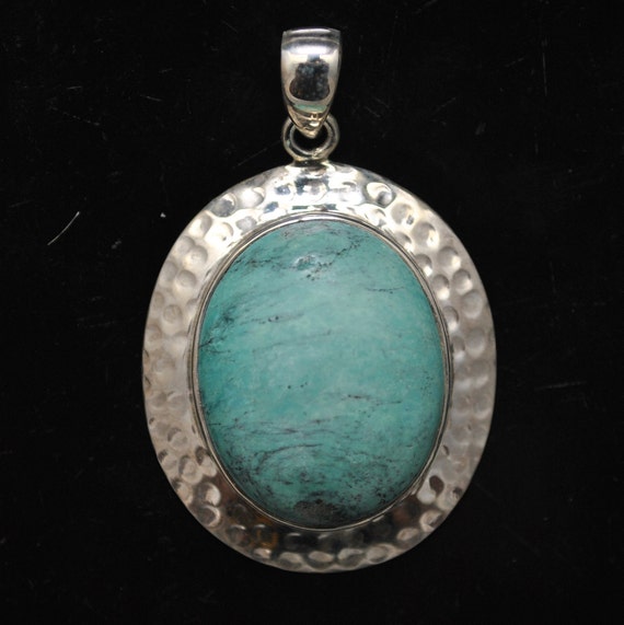Sterling Silver Tibetan Turquoise Pendant Native American Style #9869