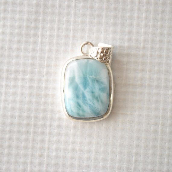 Sterling Silver Square Larimar Pendant #8967
