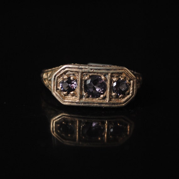 Sterling Silver Amethyst Edwardian Ring Sz 7 #8448