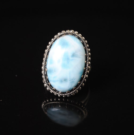Sterling Silver Larimar Fancy Edge Ring Sz 8.5 #11139