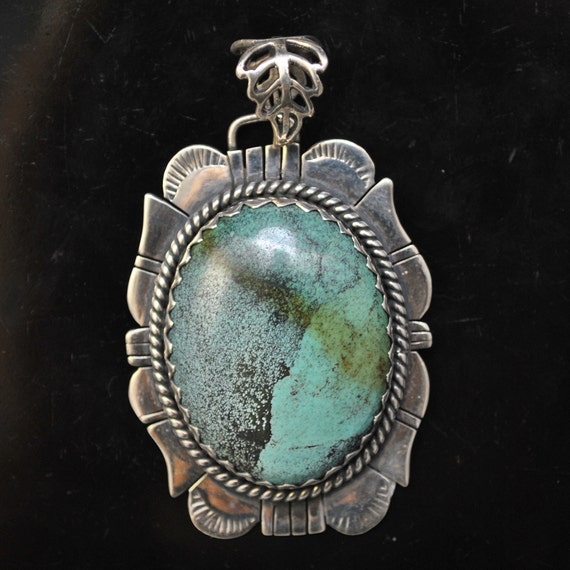 Sterling Silver Tibetan Turquoise Pendant Native American Style #9105