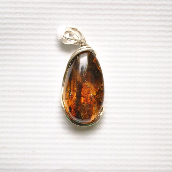 Sterling Silver Green Amber Pendant #9336