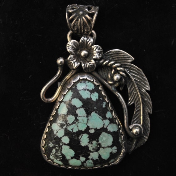 Sterling Silver Tibetan Turquoise Pendant Native American Style #11232