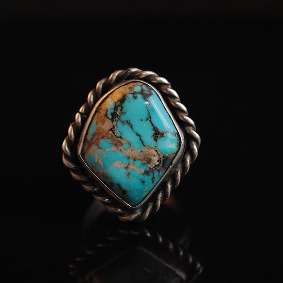 Sterling Silver Native American Navajo Turquoise Ring Sz 11.5 #13273