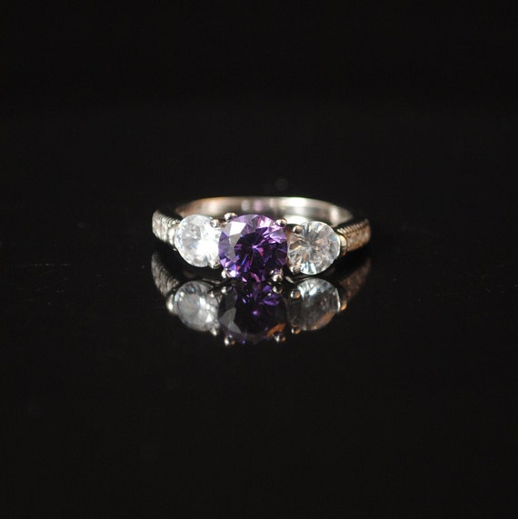 Sterling Silver Amethyst Topaz Ring Sz 7 #13325