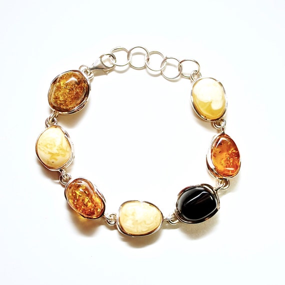 Sterling Silver Multi Color Amber Bracelet #10788