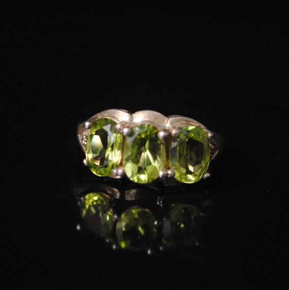 Sterling Silver Antique Style Art Deco Peridot Ring Sz 6 #6909