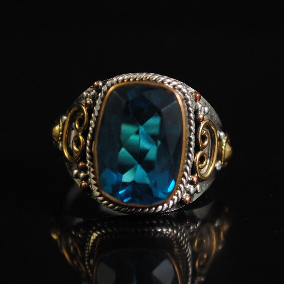 Sterling Silver Blue Topaz Ring Sz 8.75 #11693