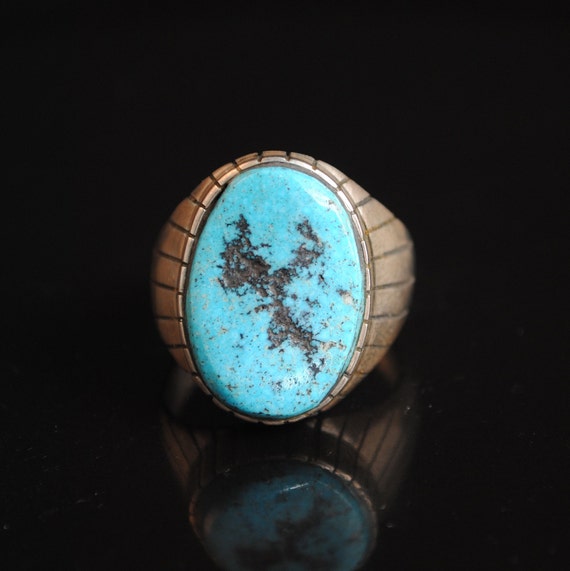 Sterling Silver Native American Navajo Turquoise Ring Sz 11.75 #13284A