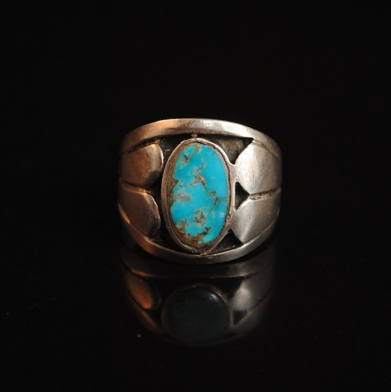 Sterling Silver Native American Navajo Turquoise Ring Sz 11.5 #13287