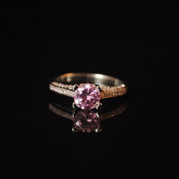 Sterling Silver Pink Sapphire Ring Sz 8 #13328