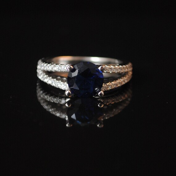 Sterling Silver Blue Sapphire Topaz Ring Sz 7 #13337