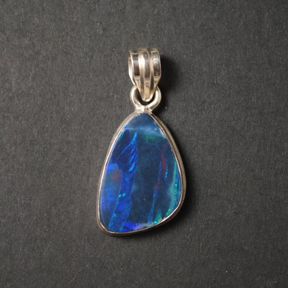 Sterling Silver Blue Australian Opal Pendant #13144