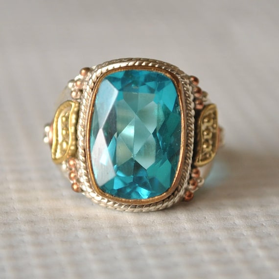 Sterling Silver Blue Topaz Ring Sz 6.75 #9775
