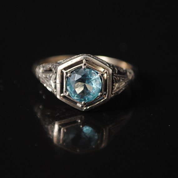 Sterling Silver Aquamarine Art Deco Ring Sz 7 #12345