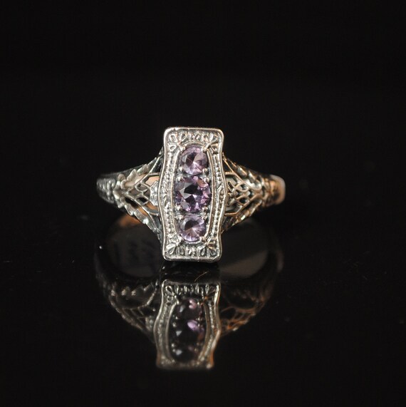 Sterling Silver Amethyst Art Deco Ring Sz 9 #13331