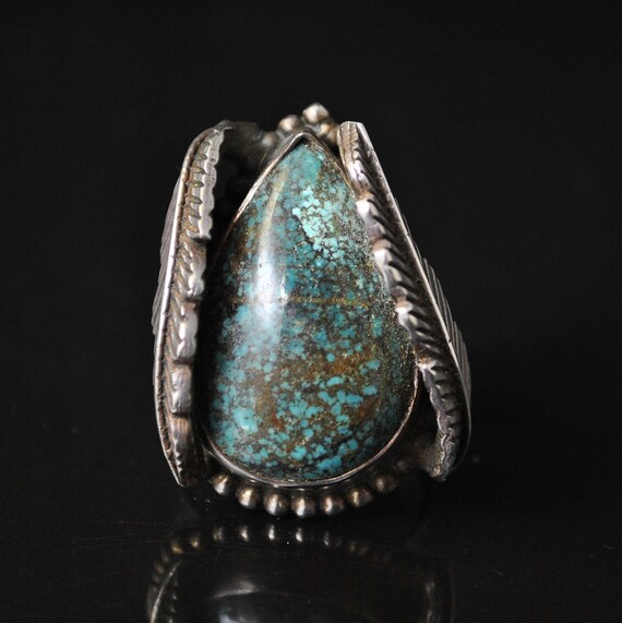 Sterling Silver Tibetan Turquoise Native American Style Ring Sz 8 #9079