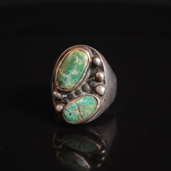 Sterling Silver Native American Navajo Green Turquoise Ring Sz 11 #13268
