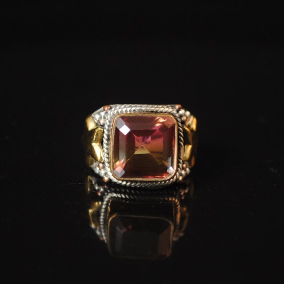 Sterling Silver Tourmaline Art Deco Ring Sz 5.5 #13334
