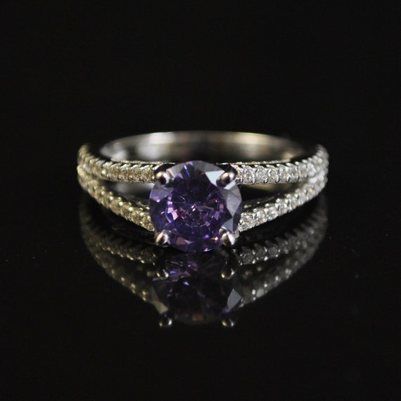 Sterling Silver Sapphire White Topaz Ring Sz 8 #11431