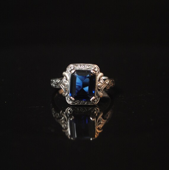 Sterling Silver Blue Sapphire Ring Sz 9 #13339