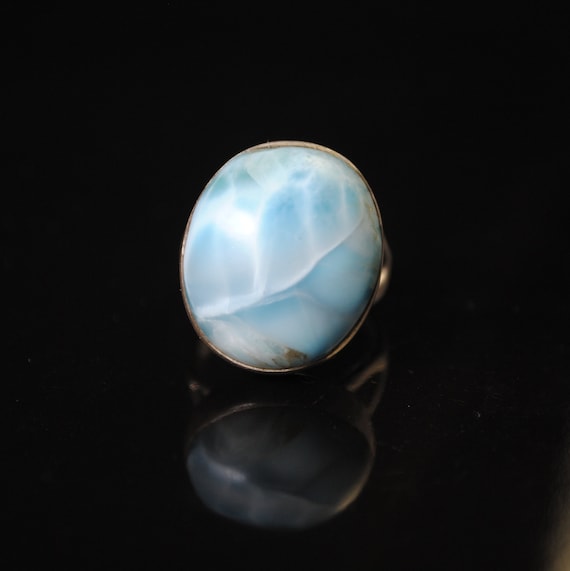 Sterling Silver Larimar Oval Ring Sz 8 #11876
