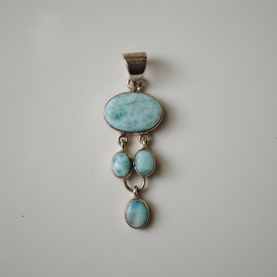 Sterling Silver Larimar 4 Stone Pendant #10704