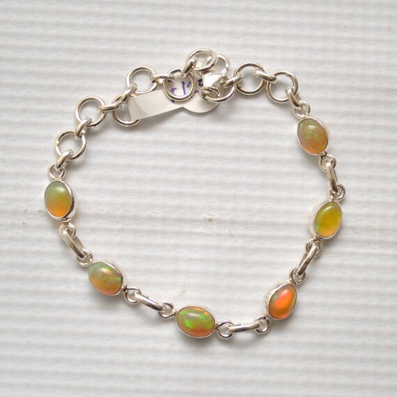 Sterling Silver Natural Ethiopian Opal Bracelet #9071