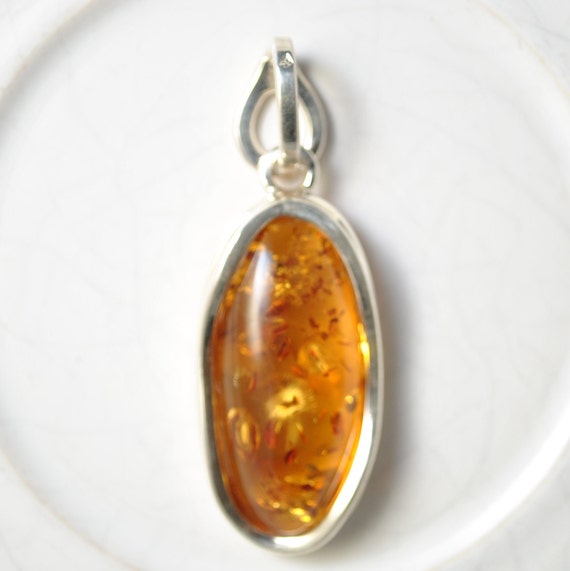 Sterling Silver Honey Amber Pendant #10465