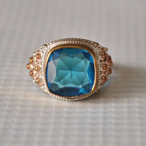 Sterling Silver Topaz Ring Sz 8 #9756