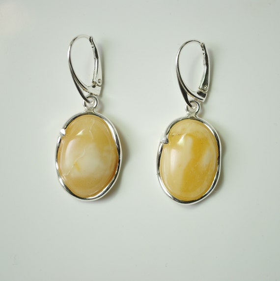 Sterling Silver Butterscotch Amber Earrings #11919