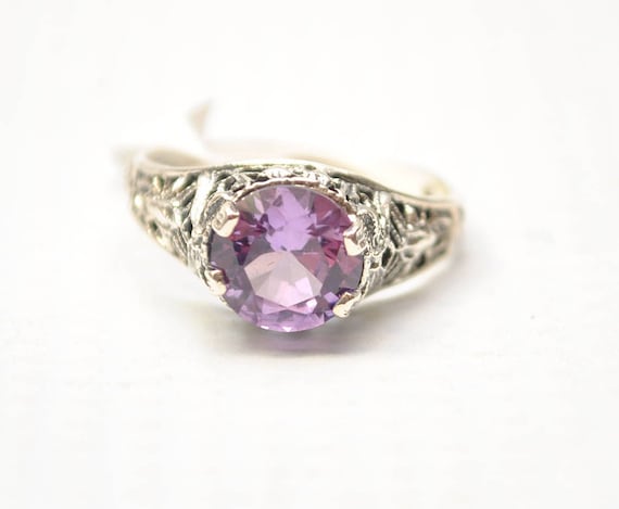 Sterling Silver Antique Style Art Deco Alexandrite Ring Sz 6 #7934