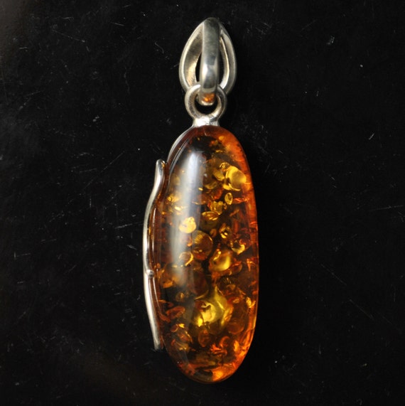 Sterling Silver Honey Amber Pendant #10472
