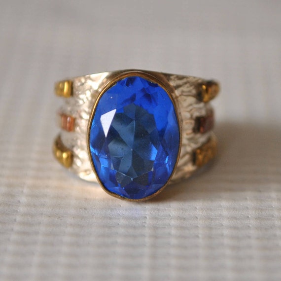 Sterling Silver Sapphire Ring Sz 6.5 #9749