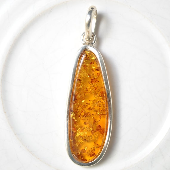 Sterling Silver Honey Amber Pendant #10466