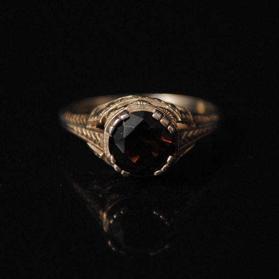 Sterling Silver Smoky Topaz Art Deco Ring Sz 8 #8511