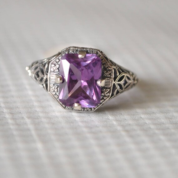 Sterling Silver Alexandrite Art Deco Ring Sz 6 #9812