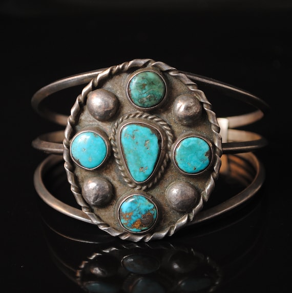 Native American Navajo 5 Stone Turquoise Cuff #13071