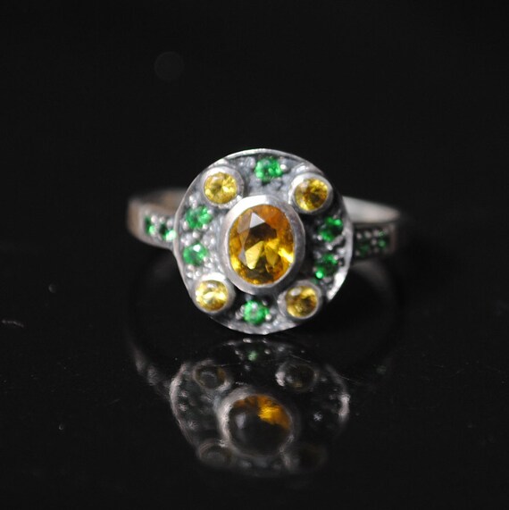 Sterling Silver Citrine Art Nouveau Ring Sz 6 #9698