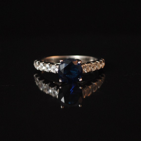 Sterling Silver Blue Sapphire Topaz Ring Sz 6 #13329