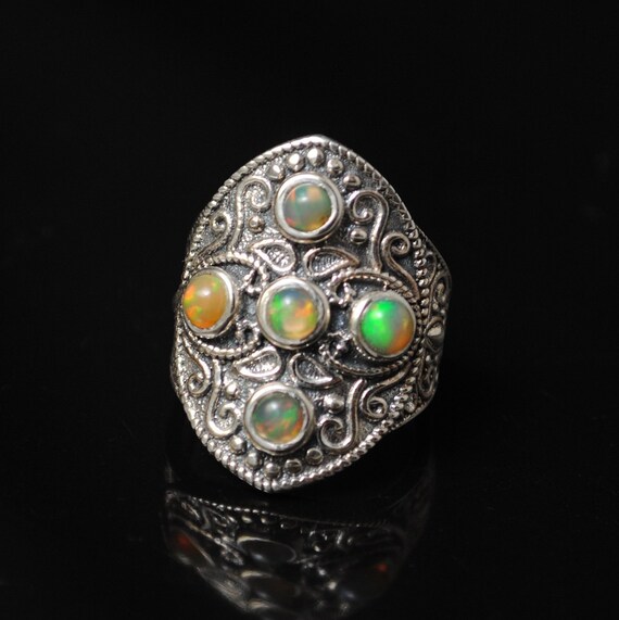 Sterling Silver Ethiopian Opal Ring Sz 8 #11198