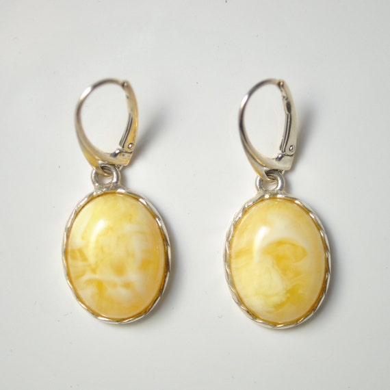 Sterling Silver Butterscotch Amber Earrings #10481