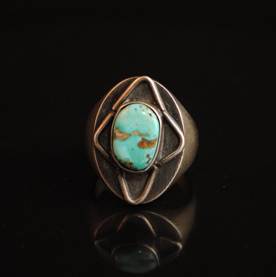 Sterling Silver Native American Navajo Turquoise Ring Sz 9.5 #13283A