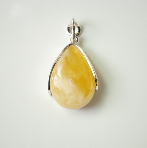 Sterling Silver Butterscotch Amber Pendant #11907