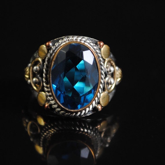 Sterling Silver Blue Topaz Ring Sz 8.25 #11679