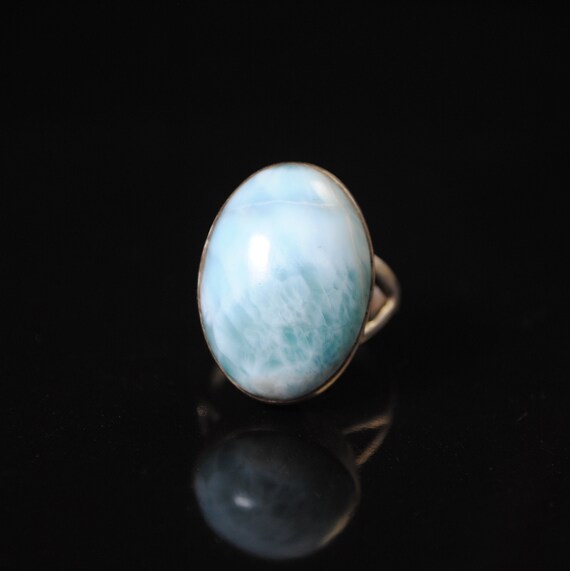 Sterling Silver Larimar Oval Ring Sz 8 #11874