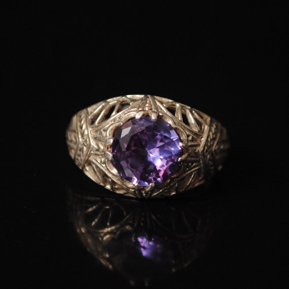 Sterling Silver Alexandrite Art Nouveau Ring Sz 6 #8512