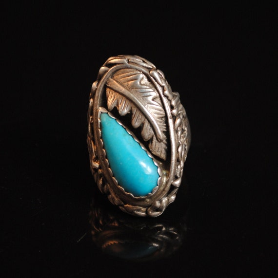 Sterling Silver Native American Navajo Turquoise Ring Sz 12 #12570